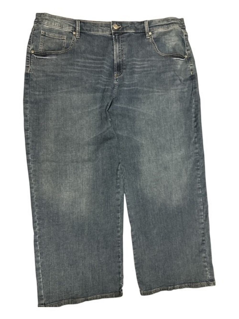 Liz Claiborne 22W Jeans Parkside Wash Blue Baggie Wide Leg High Rise 30 Inseam